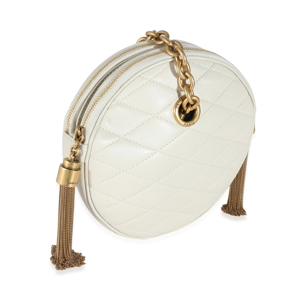 Saint Laurent Crema Soft Quilted Lambskin Le Maillon Round Tassel Chain Bag - Picture 6 of 8